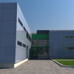 Office building 3D visualization side view
