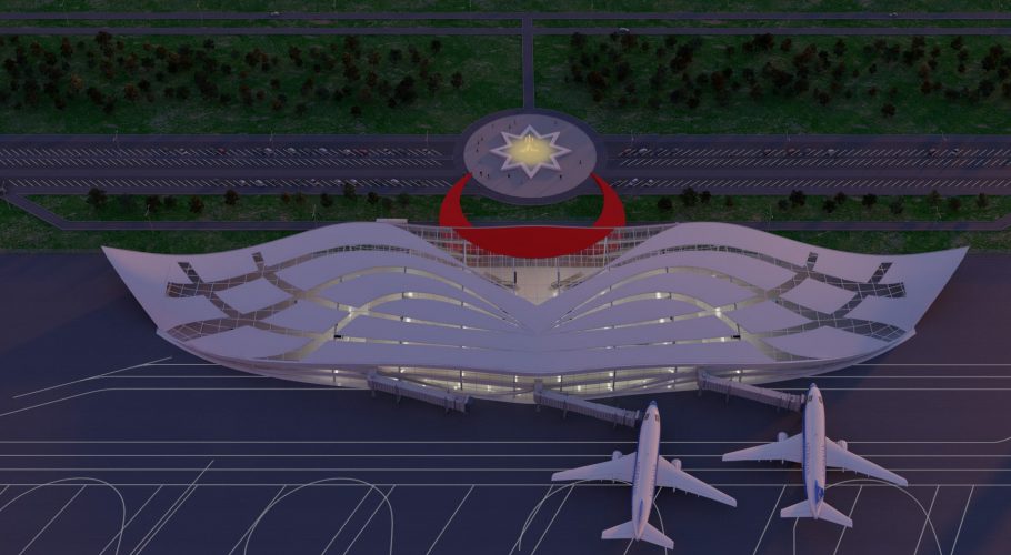 3D Airport Beylagan side view