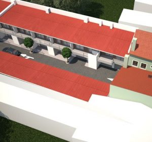 3D Apartment building view from above