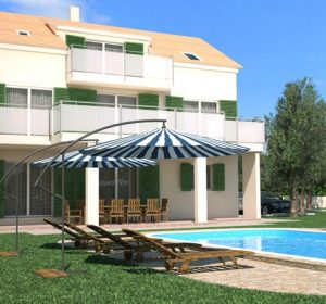 House with swimming pool 3D visualization