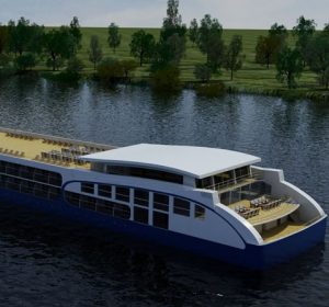 3D R Shipping river cruiser concept view from the behind