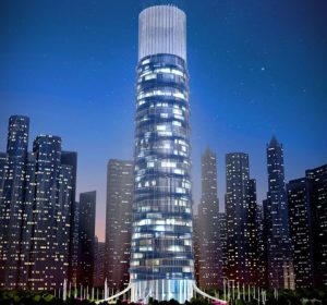 Skyscraper hotel concept 3D visualization