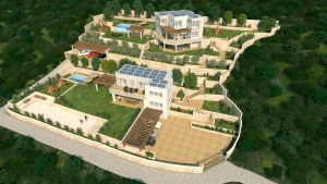 3D Apartment complex view from above
